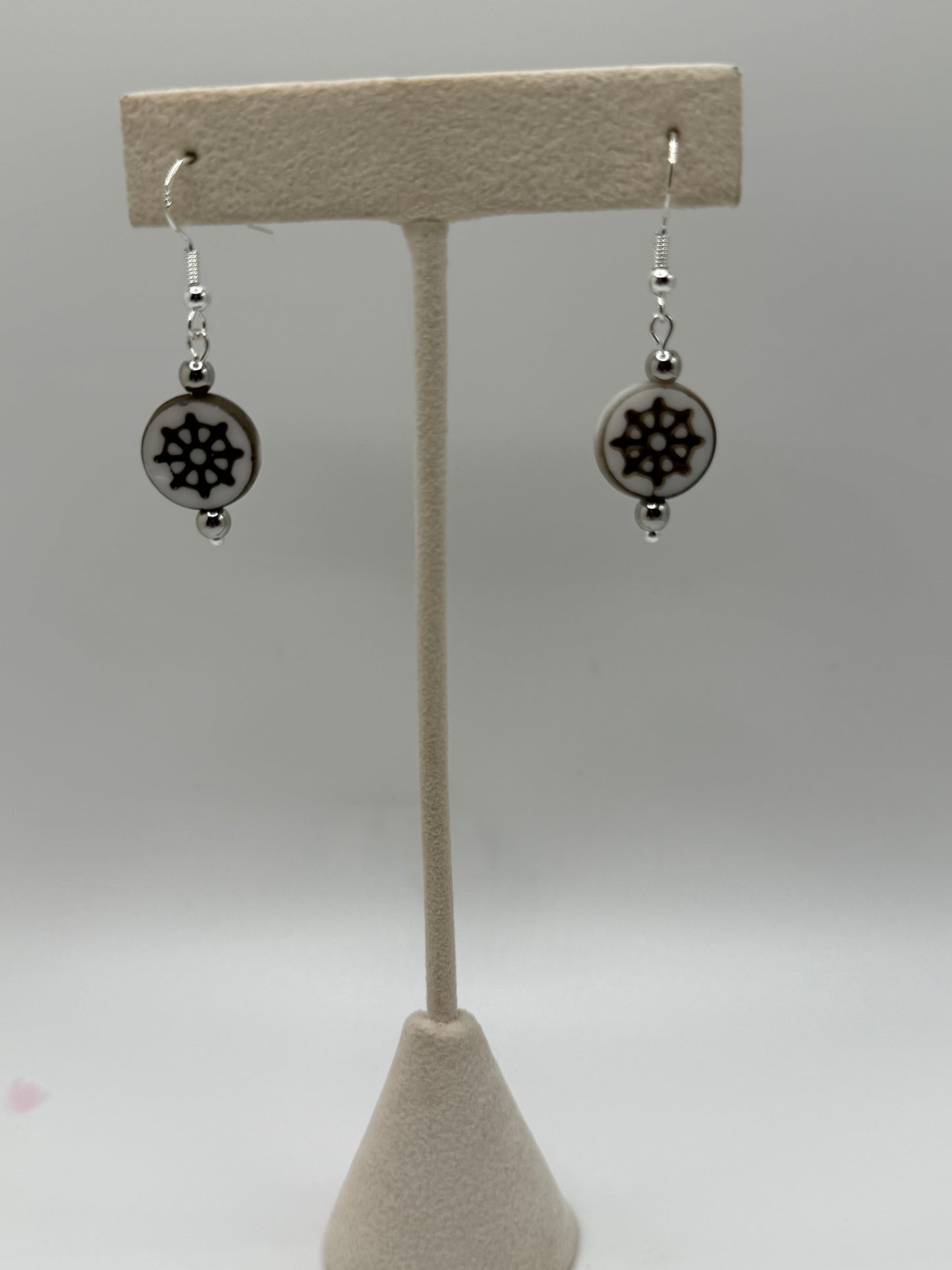 Czech Glass Blue Starburst Earrings