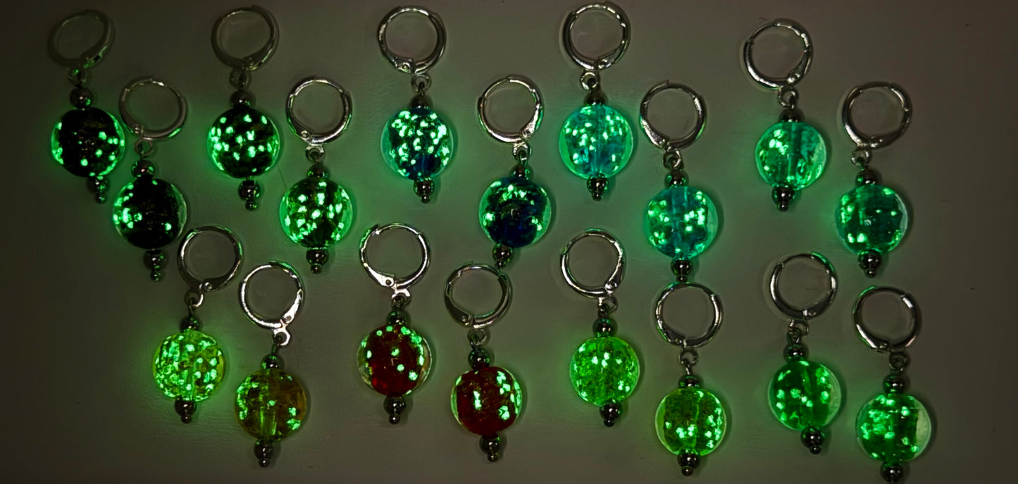 Glow-in-the-Dark Glass Earrings