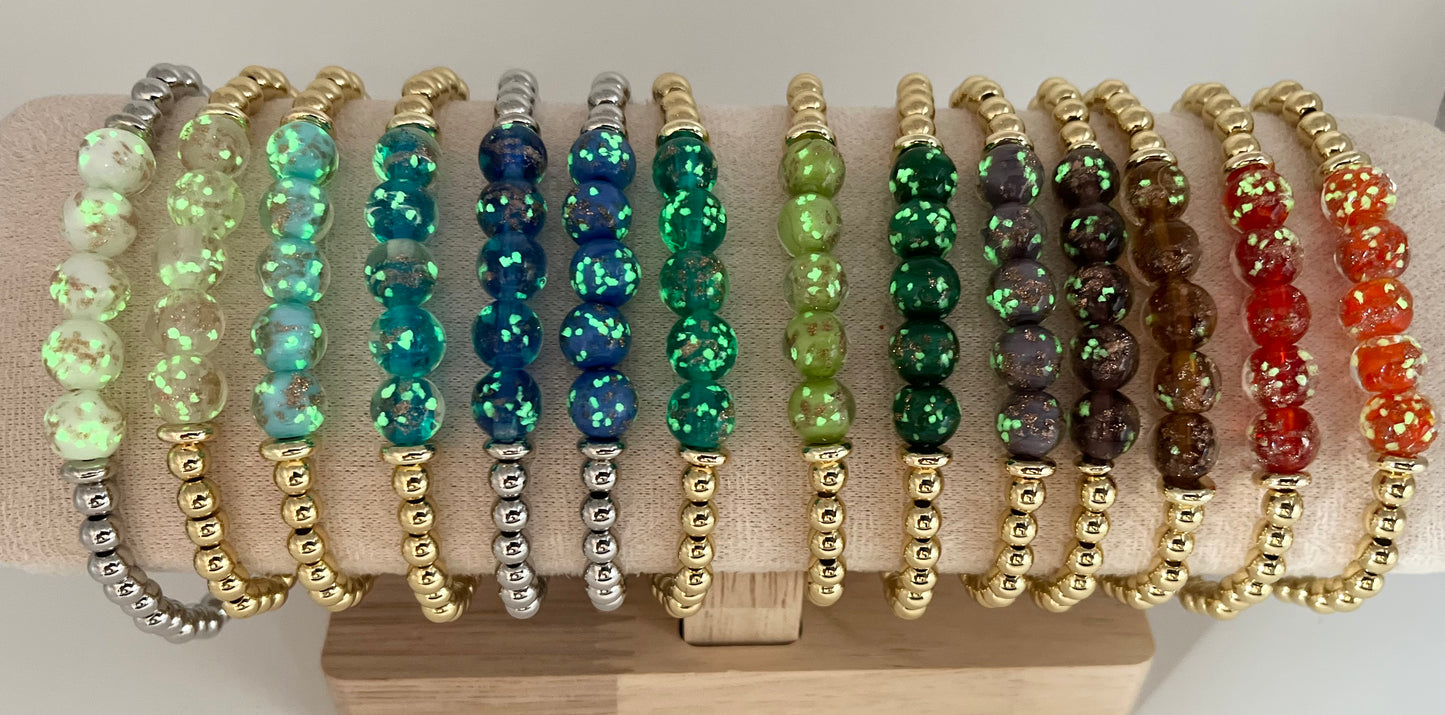Firefly and Silver/Gold Beads Bracelet
