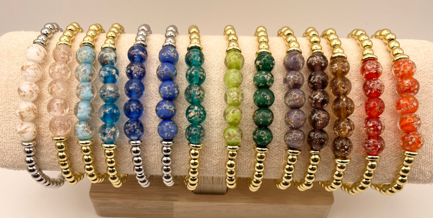 Firefly and Silver/Gold Beads Bracelet
