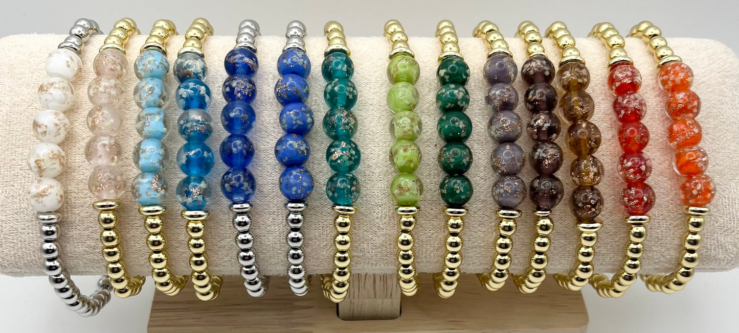 Firefly and Silver/Gold Beads Bracelet