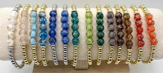Firefly and Silver/Gold Beads Bracelet