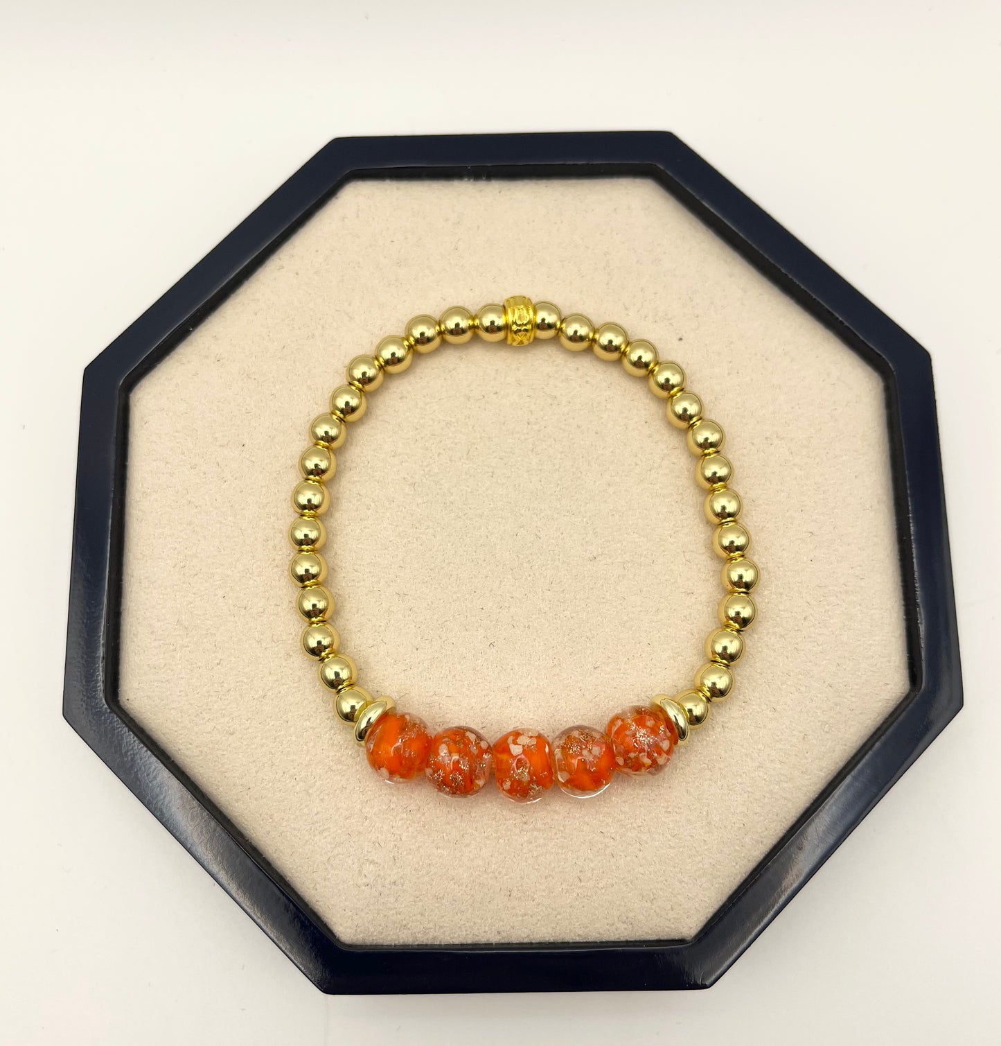 Firefly and Silver/Gold Beads Bracelet