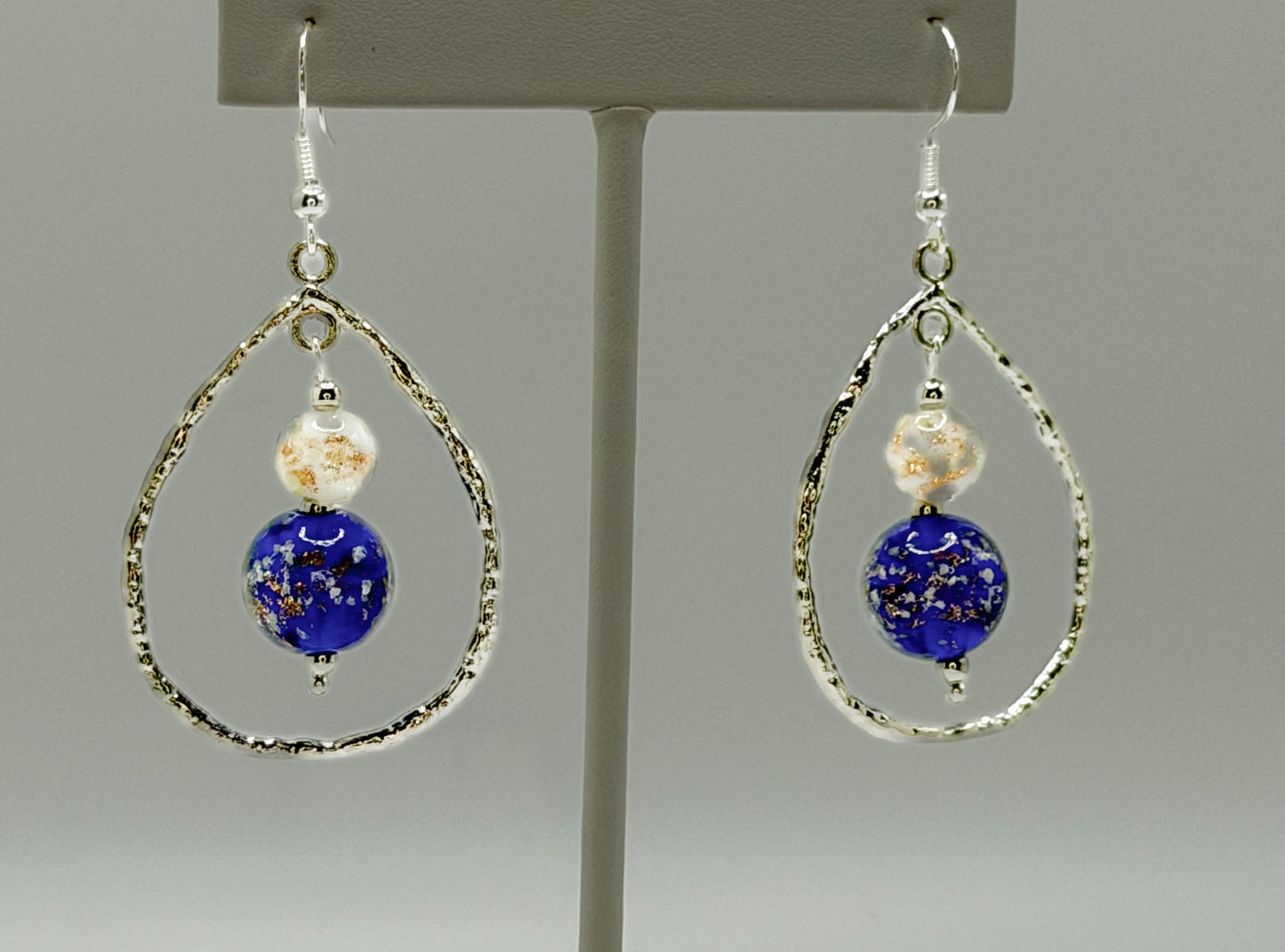 Teardrop Dangle Earrings with Glow-in-the-Dark Glass Beads