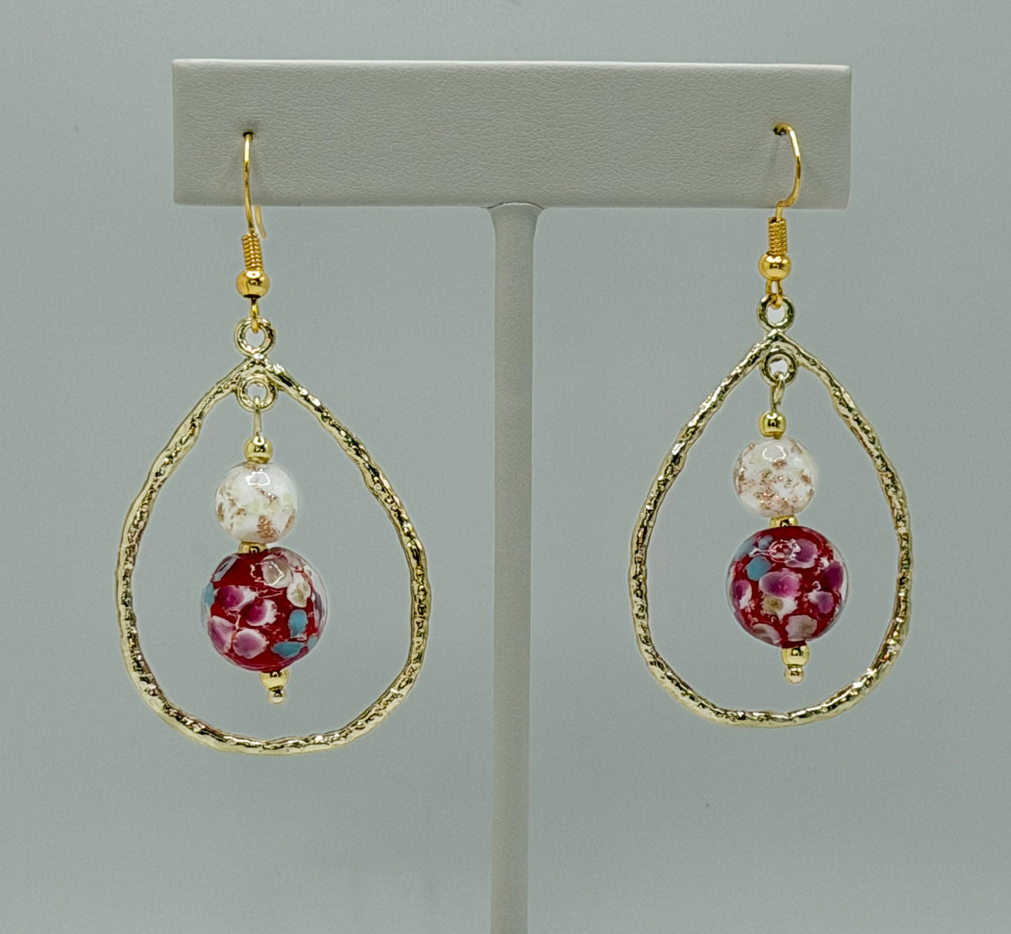 Teardrop Dangle Earrings with Glow-in-the-Dark Glass Beads