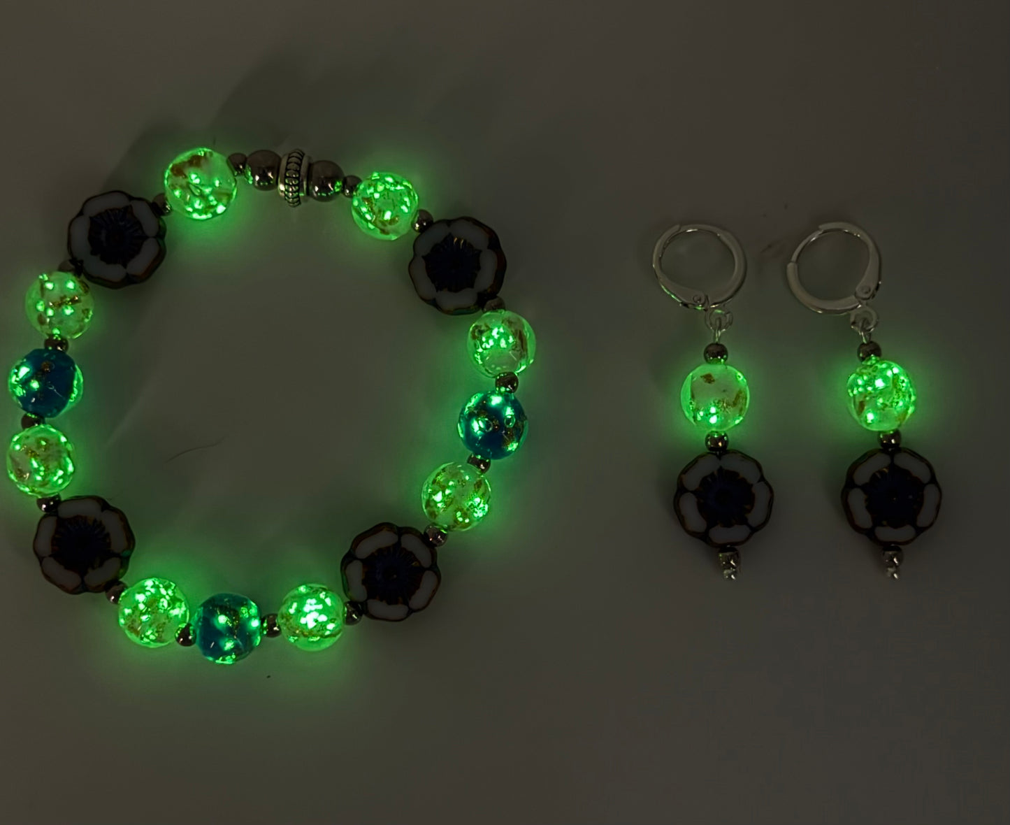 Czech Glass and Glow Bracelet and Earrings